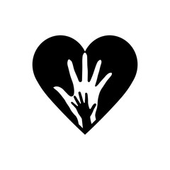 Hand of Mother and Child in the Heart Icon. The Element of Volunteering Concept. It can be used for Topics Like Medicine, Health or Protection.