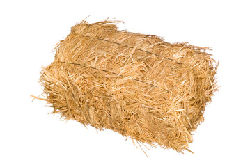 Bale of hay isolated on white