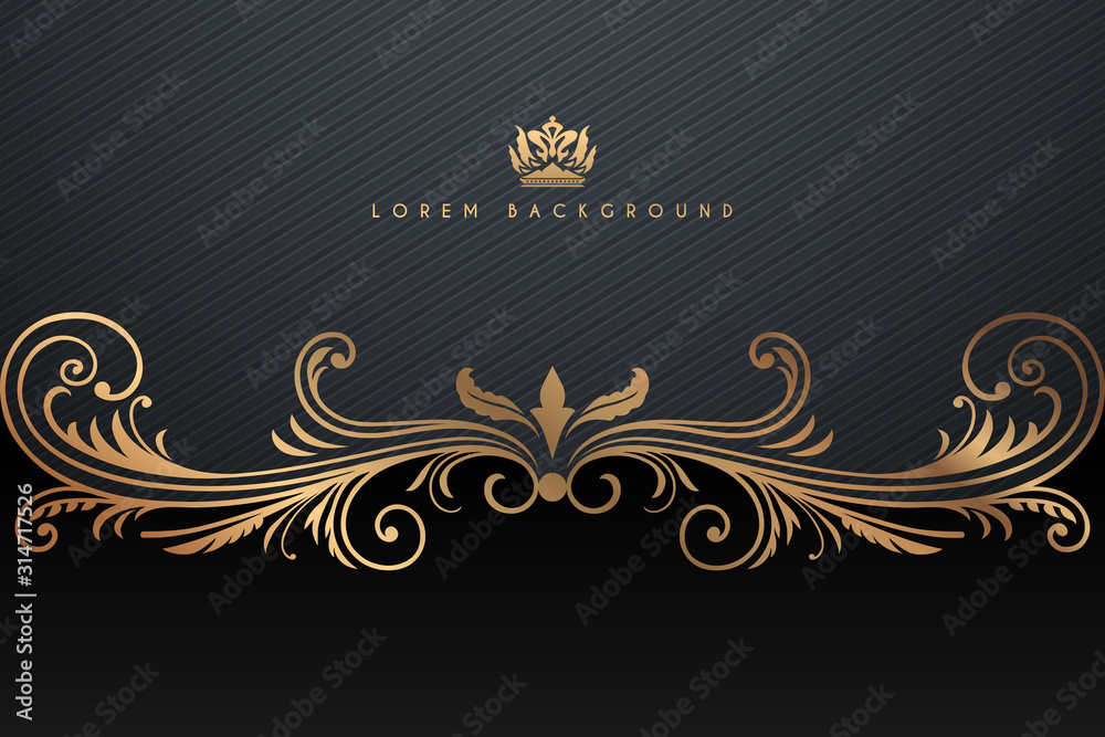 Wall mural ornate black and gold luxury background template