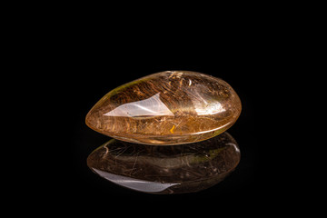 Rutilated Quartz Crystal Clear Cabochon Golden Inclusions