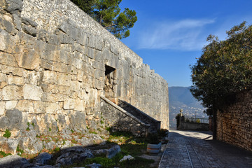 The cyclopean walls of an ancient acropolis in an Italian town