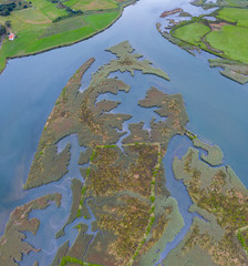 Aerial View, Ria de Limpias, Limpias, Marismas de Santoña, Victoria y Joyel Natural Park, Cantabrian Sea, Cantabria, Spain, Europe