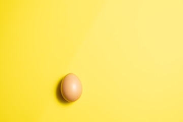 Fresh Easter Egg on a Yellow Background. Happy Easter