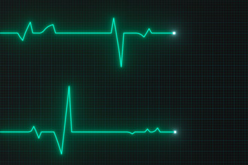 Glowing digital heartbeat line reflecting on the monitor, 3d rendering.