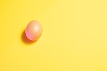 Fresh Easter Egg on a Yellow Background. Happy Easter