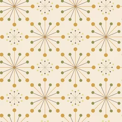 Wallpaper murals 1950s Symmetrical radial seamless pattern of dots. Mid-century style.