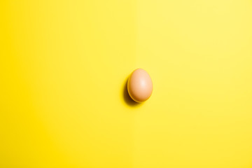 Fresh Easter Egg on a Yellow Background. Happy Easter