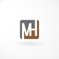Monogram Design Letter with Combination Letter MH and Square Rounded