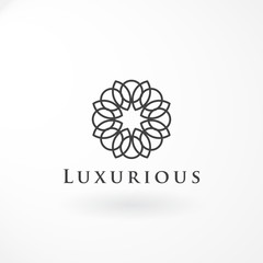 Abstract Logo with Line Circle Ornament. Luxury Boutique Logo Design