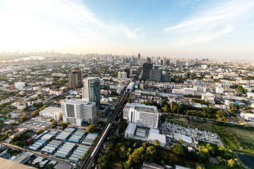 Obraz premium Bangkok, Thailand-JAN 03 2020 : Bangkok City - Aerial view Bangkok city downtown skyline of Thailand , Cityscape Thailand