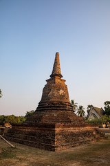 Fototapeta premium Sukhothai, Thailand : Pagoda at Wat Sa Sri temple,One of the famous temple in Sukhothai,Temple in Sukhothai Historical Park, UNESCO world heritage
