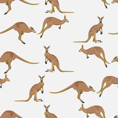 Seamless pattern with kangaroos. Wild animals of Australia. Vector