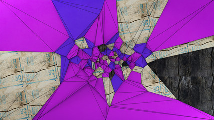 Abstract 3d rendering of triangulated surface. Mosaic polygonal shape. Low poly minimalist background.
