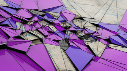 Abstract 3d rendering of triangulated surface. Mosaic polygonal shape. Low poly minimalist background.