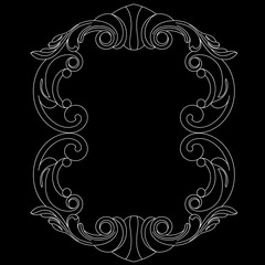 Vintage border frame engraving with retro ornament pattern in antique baroque style decorative design. Vector.	