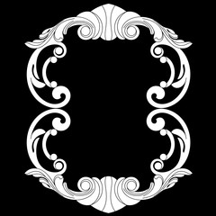 Vintage border frame engraving with retro ornament pattern in antique baroque style decorative design. Vector.	