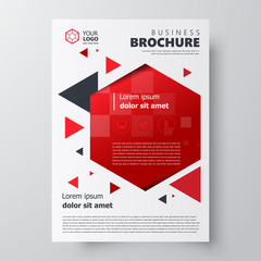 Flyer brochure design template, geometric theme red color