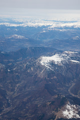 Aerial photography of Alps from airplane