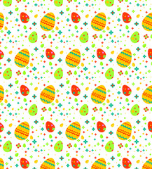 .Easter eggs for the holiday, bitmap, pattern, eggs with a pattern, beautiful multi-colored Easter eggs, seamless pattern, white background