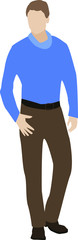 man in vector graphics in sweater and trousers standing
