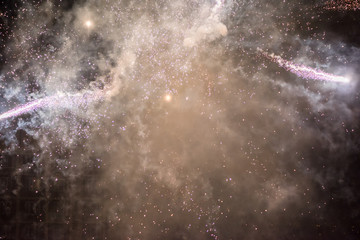 Celebratory colorful  fireworks light up the night sky. closeup. New year