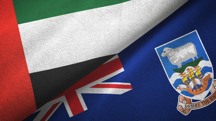 United Arab Emirates and Falkland Islands two flags textile cloth