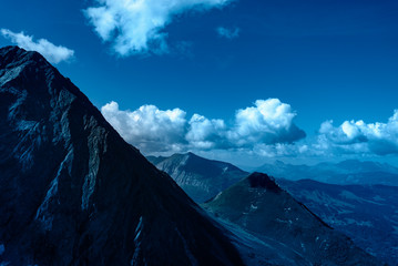 French Alps in Mont Blanc surroundings in blue.