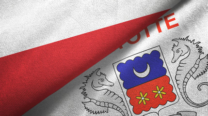 Poland and Mayotte two flags textile cloth, fabric texture