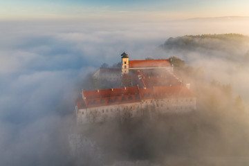 Tyniec in the fog, Cracow, Poland.
