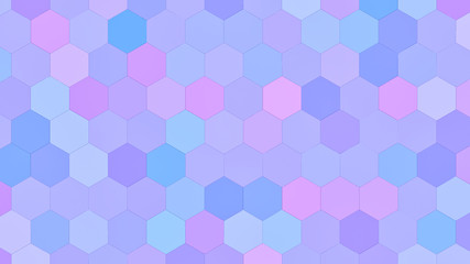 Abstract gradient blue, pink and purple hexagon background; decorative multi color honeycomb structure 3d rendering	