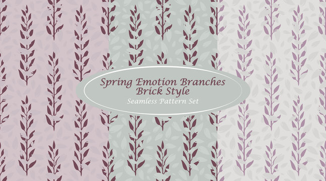 Spring Emotion Branches Brick Cherry Mint Set Abstract Branches Seamless Repeating Pattern Simple Elements combined with Refreshing Colors Ideal for Spring/ Summer prints on various Products