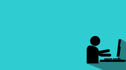 Black symbol for person working on computer isolated icon