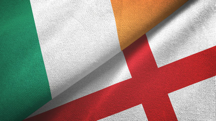 Ireland and England two flags textile cloth, fabric texture