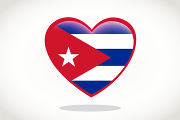Cuba Flag in Heart Shape. Heart 3d Flag of Cuba, Cuba flag template design.