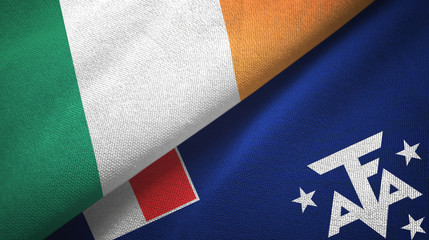 Ireland and French Southern and Antarctic Lands two flags textile cloth