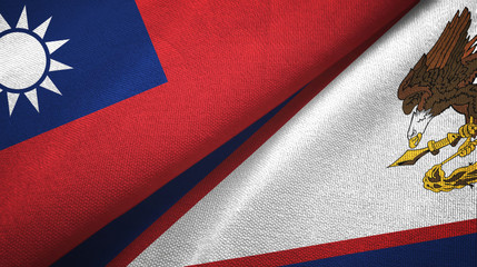 Taiwan and American Samoa two flags textile cloth, fabric texture