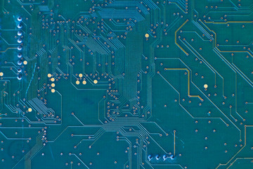 printed circuit Board with chips and radio components electronics