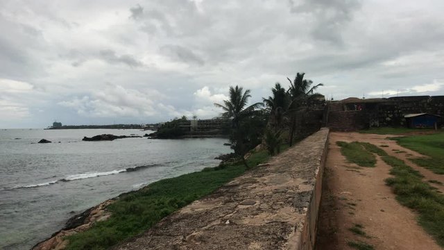 Galle, Sri Lanka, wall edge along the promenade 4K