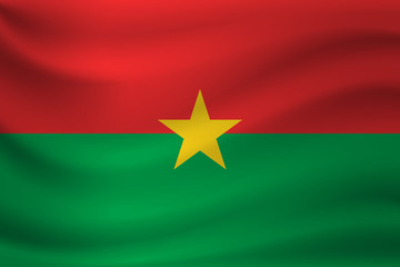 Waving flag of Burkina Faso. Vector illustration