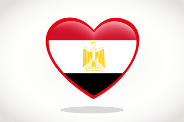 Egypt Flag in Heart Shape. Heart 3d Flag of Egypt, Egypt flag template design.