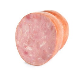 Piece of tasty ham isolated on white