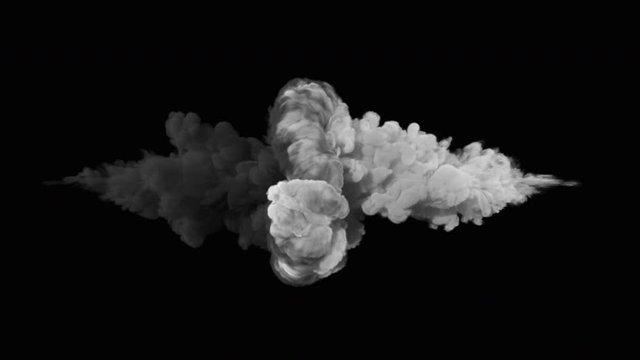 Fighting, a symbol of good and evil. The collapse of smoke in slow motion on a black background.