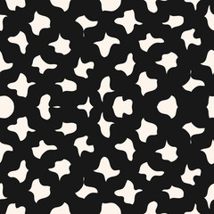 Vector abstract seamless geometric pattern. Monochrome background with curved shapes, tangled lines, mesh, fabric, weave, tissue. Black and white texture. Repeat design for decor, covers, textile