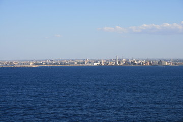 Fototapeta na wymiar Bari seen Coast seen from the Ocean Italy