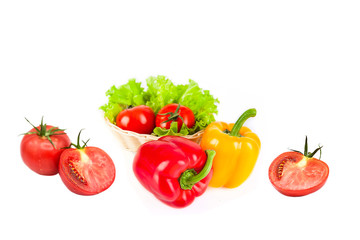 ripe fresh organic vegetables isolated on white background
