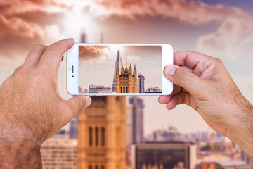 Skyline of London on smartphone