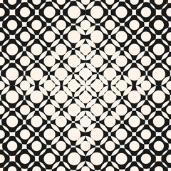 Vector geometric halftone seamless pattern with circles, crossing shapes, mesh