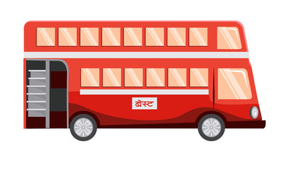 double decker bus mumbai isolated vector - obrazy, fototapety, plakaty