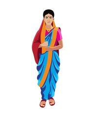 maharashtrian hindu women in traditional saree vector