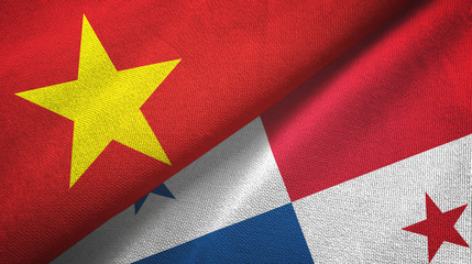 Fototapeta premium Vietnam and Panama two flags textile cloth, fabric texture